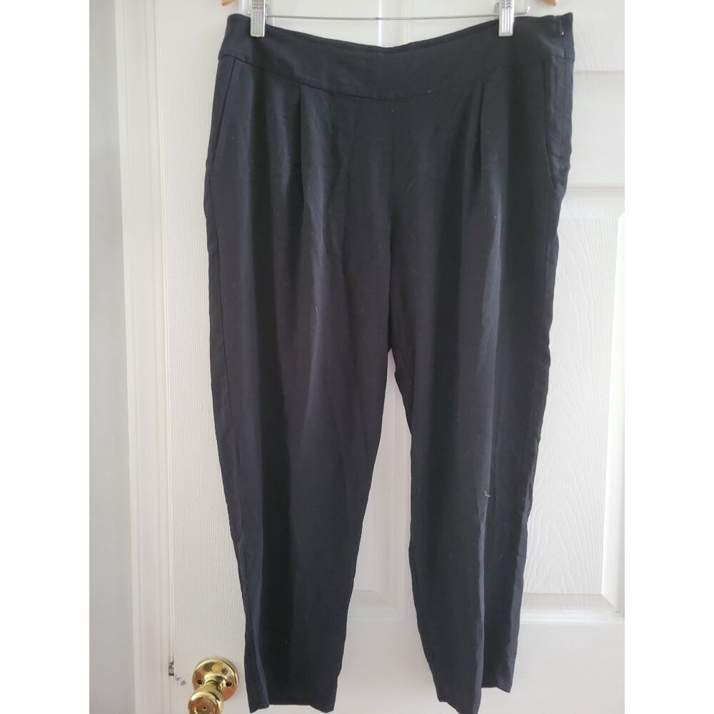Eileen Fisher Black Tencel pants trousers petite size Large Career Professional